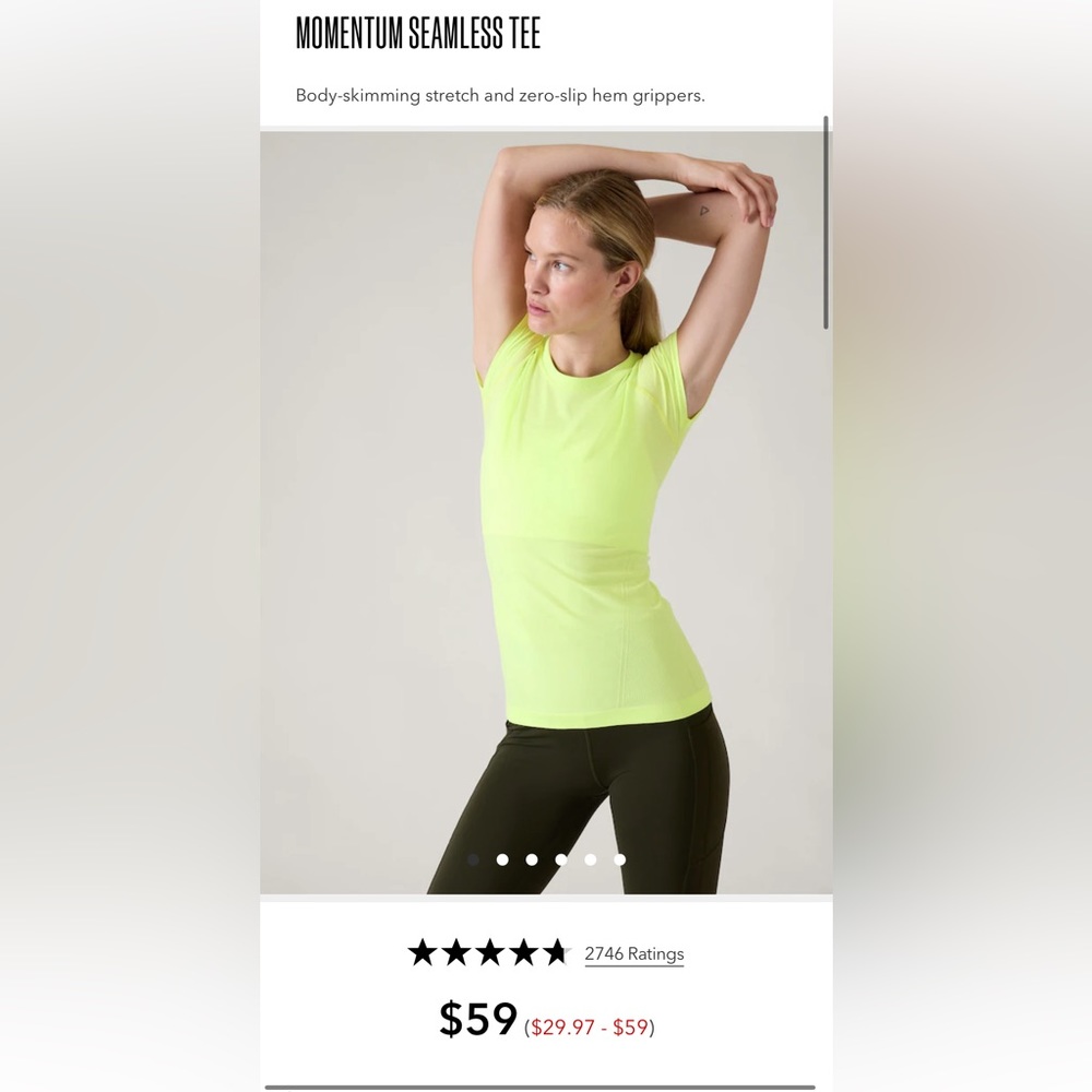 Athleta Momentum Seamless Tee (brighter color in person)